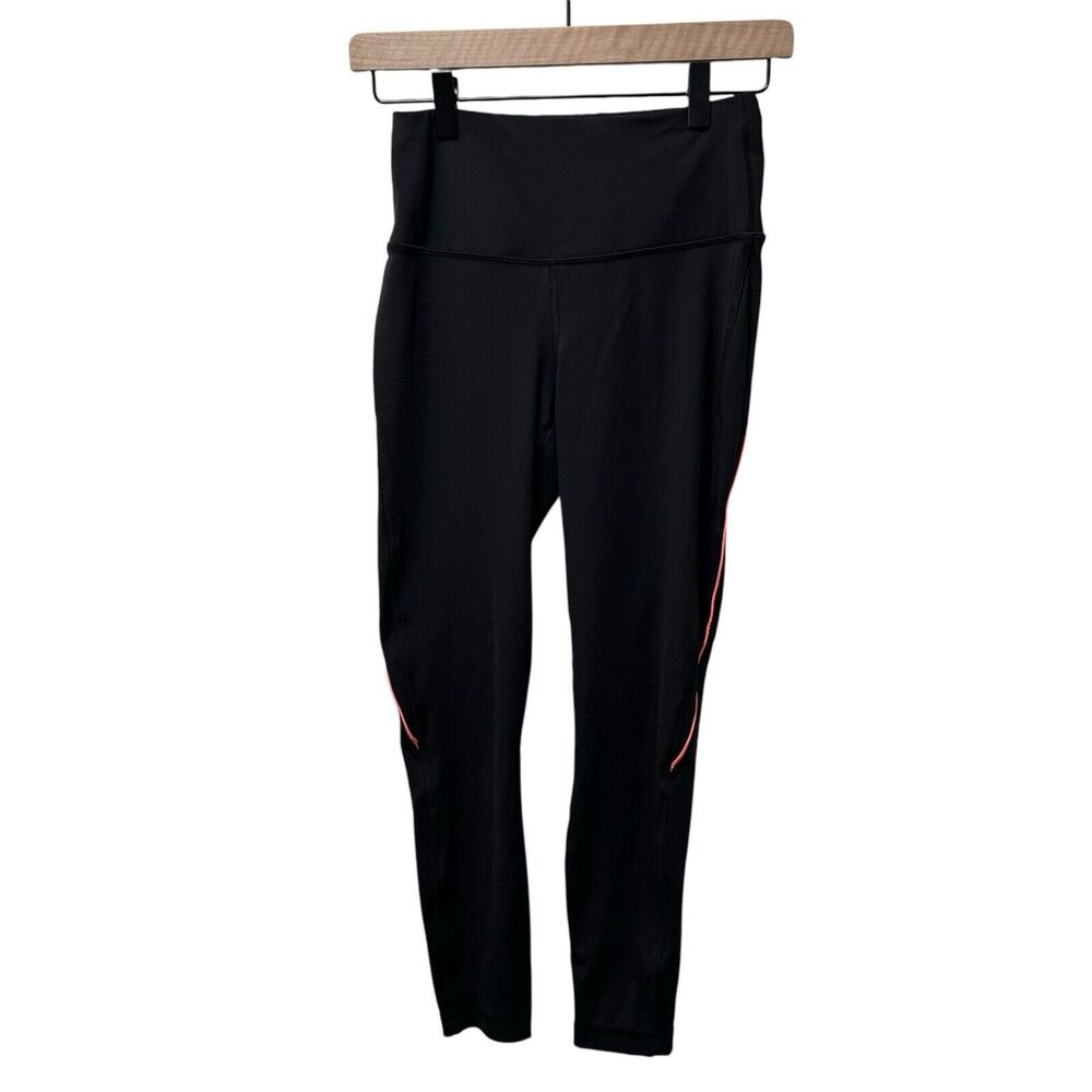 90 Degree by Reflex Leggings Womens Small Black Pink Contour Seam Pocket Ankle